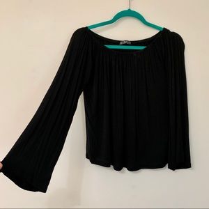 COTTON:ON Black Bell-Sleeve Off The Shoulder Top